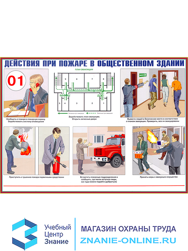 Плакаты «Умей действовать при пожаре» (ВЗ-04, бумага, А3, 10 листов)